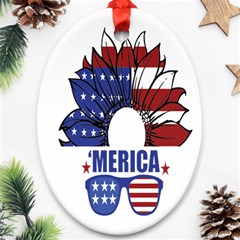 Usa Flag Sunglasses Usa Flag American Flag Flower Ornament (oval)