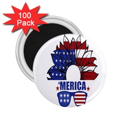 Usa Flag Sunglasses Usa Flag American Flag Flower 2 25  Magnets (100 Pack)  by Wegoenart