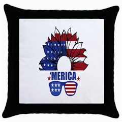 Usa Flag Sunglasses Usa Flag American Flag Flower Throw Pillow Case (black) by Wegoenart