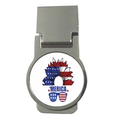 Usa Flag Sunglasses Usa Flag American Flag Flower Money Clips (round)  by Wegoenart