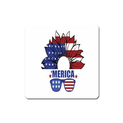 Usa Flag Sunglasses Usa Flag American Flag Flower Square Magnet by Wegoenart