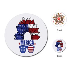 Usa Flag Sunglasses Usa Flag American Flag Flower Playing Cards Single Design (round)