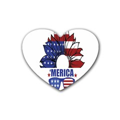 Usa Flag Sunglasses Usa Flag American Flag Flower Rubber Heart Coaster (4 Pack)