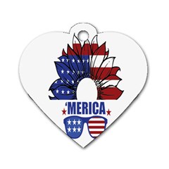 Usa Flag Sunglasses Usa Flag American Flag Flower Dog Tag Heart (one Side) by Wegoenart