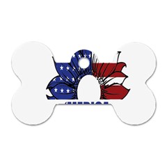 Usa Flag Sunglasses Usa Flag American Flag Flower Dog Tag Bone (one Side) by Wegoenart