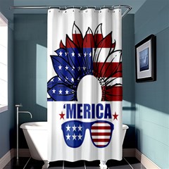 Usa Flag Sunglasses Usa Flag American Flag Flower Shower Curtain 36  X 72  (stall)  by Wegoenart