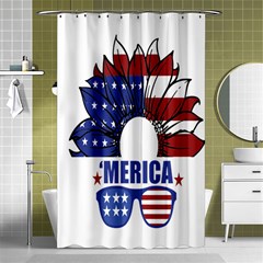 Usa Flag Sunglasses Usa Flag American Flag Flower Shower Curtain 48  X 72  (small)  by Wegoenart