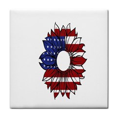 Us Flag Flower Sunshine Flag America Usa Tile Coaster by Wegoenart