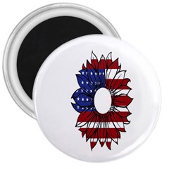 Us Flag Flower Sunshine Flag America Usa 3  Magnets by Wegoenart