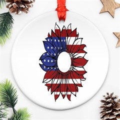 Us Flag Flower Sunshine Flag America Usa Ornament (round) by Wegoenart