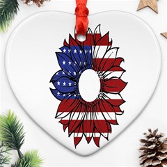 Us Flag Flower Sunshine Flag America Usa Ornament (heart)