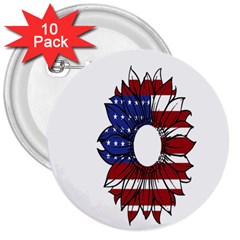 Us Flag Flower Sunshine Flag America Usa 3  Buttons (10 Pack)  by Wegoenart