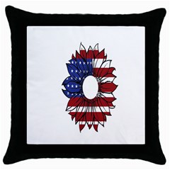 Us Flag Flower Sunshine Flag America Usa Throw Pillow Case (black) by Wegoenart