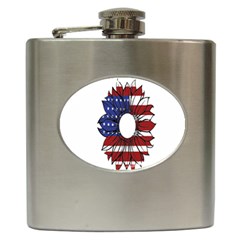 Us Flag Flower Sunshine Flag America Usa Hip Flask (6 Oz) by Wegoenart