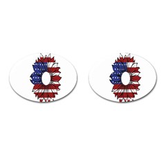 Us Flag Flower Sunshine Flag America Usa Cufflinks (oval) by Wegoenart