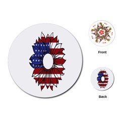 Us Flag Flower Sunshine Flag America Usa Playing Cards Single Design (round) by Wegoenart