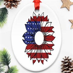 Us Flag Flower Sunshine Flag America Usa Oval Ornament (two Sides)