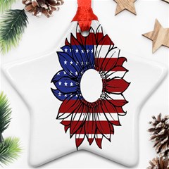 Us Flag Flower Sunshine Flag America Usa Star Ornament (two Sides)