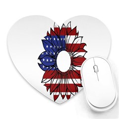 Us Flag Flower Sunshine Flag America Usa Heart Mousepad by Wegoenart