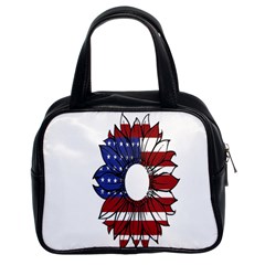 Us Flag Flower Sunshine Flag America Usa Classic Handbag (two Sides) by Wegoenart