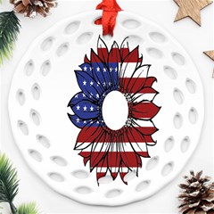 Us Flag Flower Sunshine Flag America Usa Ornament (round Filigree)