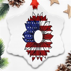 Us Flag Flower Sunshine Flag America Usa Ornament (snowflake)