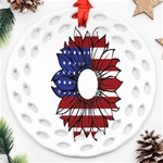 Us Flag Flower Sunshine Flag America Usa Round Filigree Ornament (Two Sides) Front