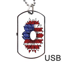 Us Flag Flower Sunshine Flag America Usa Dog Tag Usb Flash (one Side) by Wegoenart