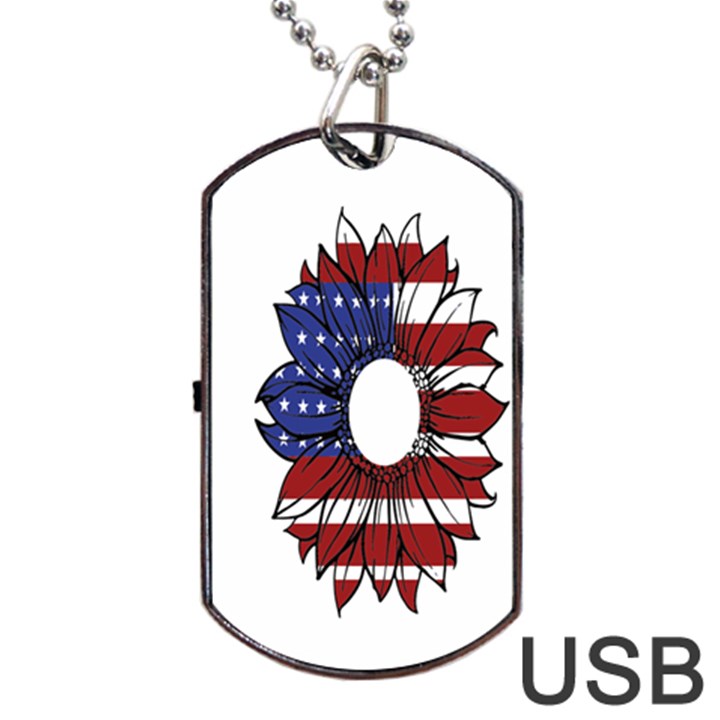 Us Flag Flower Sunshine Flag America Usa Dog Tag USB Flash (One Side)