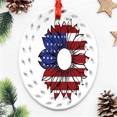 Us Flag Flower Sunshine Flag America Usa Ornament (oval Filigree)