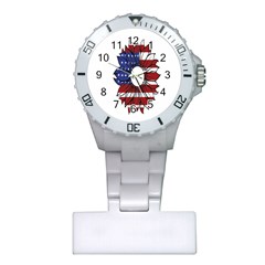 Us Flag Flower Sunshine Flag America Usa Plastic Nurses Watch by Wegoenart