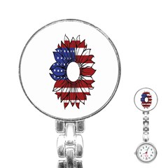 Us Flag Flower Sunshine Flag America Usa Stainless Steel Nurses Watch by Wegoenart