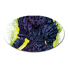 Zombie Animal Warrior Armor Arrows Aura Oval Magnet by Wegoenart