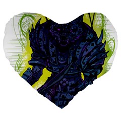 Zombie Animal Warrior Armor Arrows Aura Large 19  Premium Heart Shape Cushions by Wegoenart