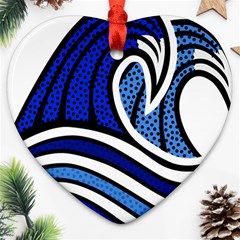 Print Water Waves Ornament (heart)