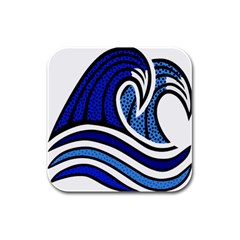 Print Water Waves Rubber Square Coaster (4 Pack) by Wegoenart