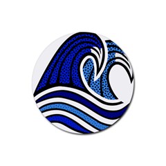 Print Water Waves Rubber Round Coaster (4 Pack) by Wegoenart