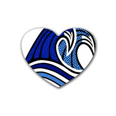 Print Water Waves Rubber Coaster (heart) by Wegoenart