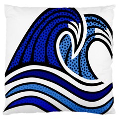 Print Water Waves Large Premium Plush Fleece Cushion Case (two Sides) by Wegoenart