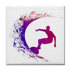 Wave Surfer Surfing Sport Athlete Water Sea Tile Coaster by Wegoenart