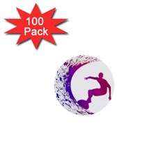 Wave Surfer Surfing Sport Athlete Water Sea 1  Mini Buttons (100 Pack)  by Wegoenart