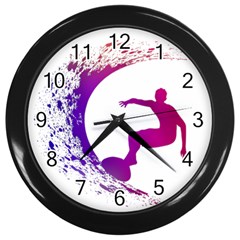 Wave Surfer Surfing Sport Athlete Water Sea Wall Clock (black) by Wegoenart