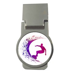 Wave Surfer Surfing Sport Athlete Water Sea Money Clips (round)  by Wegoenart