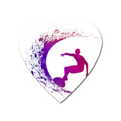 Wave Surfer Surfing Sport Athlete Water Sea Heart Magnet by Wegoenart