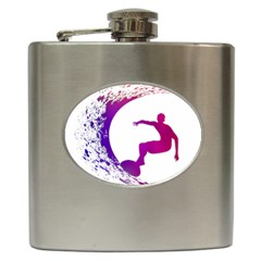 Wave Surfer Surfing Sport Athlete Water Sea Hip Flask (6 Oz) by Wegoenart