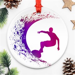 Wave Surfer Surfing Sport Athlete Water Sea Round Ornament (two Sides)