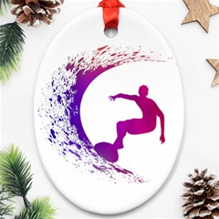 Wave Surfer Surfing Sport Athlete Water Sea Oval Ornament (two Sides)