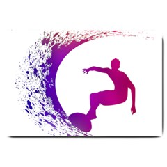 Wave Surfer Surfing Sport Athlete Water Sea Large Doormat by Wegoenart