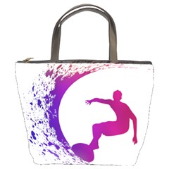 Wave Surfer Surfing Sport Athlete Water Sea Bucket Bag by Wegoenart