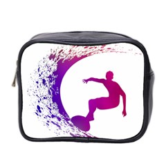 Wave Surfer Surfing Sport Athlete Water Sea Mini Toiletries Bag (two Sides) by Wegoenart